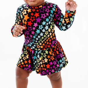 Baby Kids Bamboo Pajamas ā Seeing Stars Ruffle Dress ā Image 1