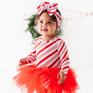 Baby Kids Bamboo Pajamas — Candy Cane Tulle Tutu Dress — Image 1