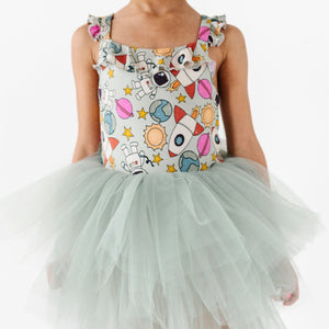 Baby Kids Bamboo Pajamas — No Space to Go Tulle Tutu Dress — Image 1