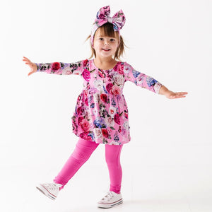 Baby Kids Bamboo Pajamas — Make My Heart Flutter Girls Top & Tights — Image 1