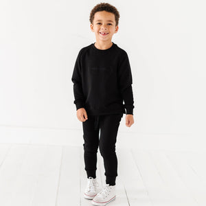 Baby Kids Bamboo Pajamas ā Black Jogger Set ā Image 1