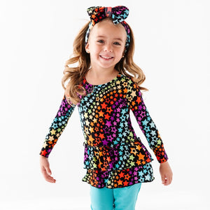 Baby Kids Bamboo Pajamas ā Seeing Stars Girls Top & Tights ā Image 1