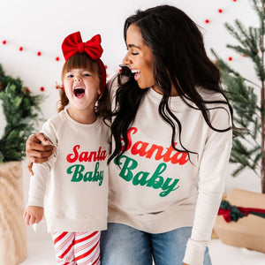 Baby Kids Bamboo Pajamas — Santa Baby Women's Crew Neck Sweatshirt — Image 1