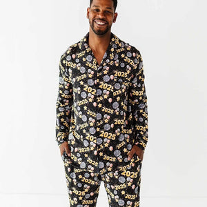 Baby Kids Bamboo Pajamas — New Years 2025 Men's Collar Shirt & Pants Set — Image 1