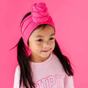 Baby Kids Bamboo Pajamas — Perfectly Pink Top Knot — Image 1