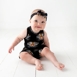 Baby Kids Bamboo Pajamas — Eye of the Tiger Headwrap — Image 1