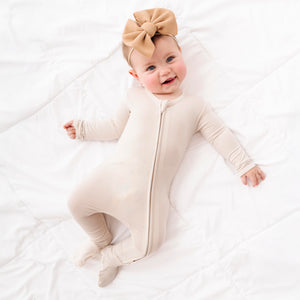 Baby Kids Bamboo Pajamas — Cream Puff Footie — Image 1