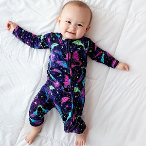 Baby Kids Bamboo Pajamas — Bat Attitude Romper — Image 1