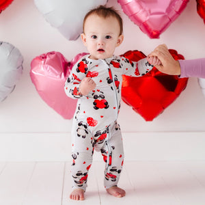 Baby Kids Bamboo Pajamas — Panda Love Convertible Romper — Image 1