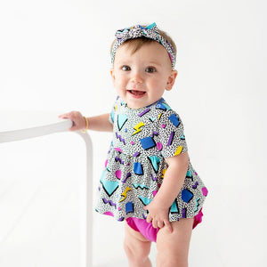 Baby Kids Bamboo Pajamas — Fresh Prints of Bel-Air Peplum & Bummies Set — Image 1