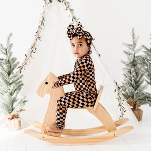 Baby Kids Bamboo Pajamas — Check Please Biggie Bow — Image 1