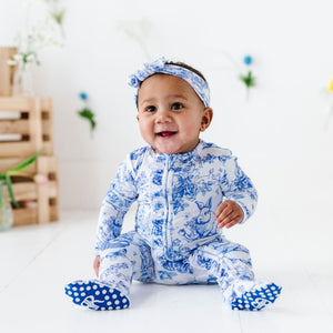 Baby Kids Bamboo Pajamas — Hoppy You're Hare Ruffle Footie — Image 1