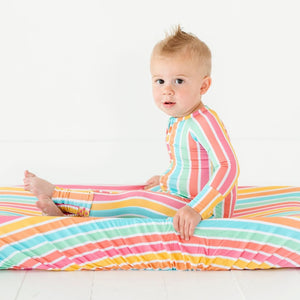 Baby Kids Bamboo Pajamas — Rainbow Reef Changing Pad Cover — Image 1