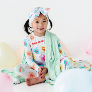 Baby Kids Bamboo Pajamas — Sweethearts® Colorful Candy Hearts Bum Bum Blanket — Image 1