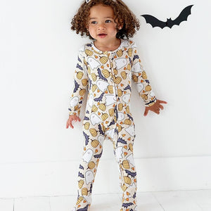 Baby Kids Bamboo Pajamas — Hide and Ghost Seek Footie — Image 1