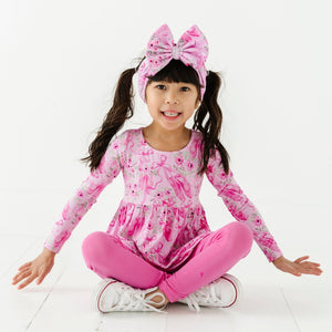 Baby Kids Bamboo Pajamas — Ballet Blooms Top & Tights — Image 1