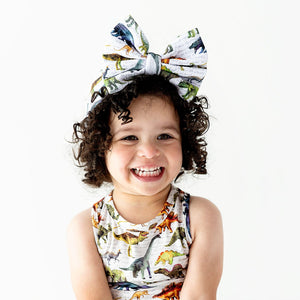 Baby Kids Bamboo Pajamas — Dinomite Biggie Bow — Image 1