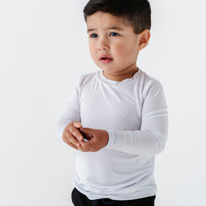 Baby Kids Bamboo Pajamas — White Long Sleeve Shirt — Image 1