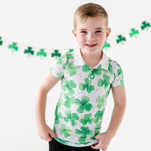 Baby Kids Bamboo Pajamas — Happy Go Lucky Bamboo Polo — Image 1