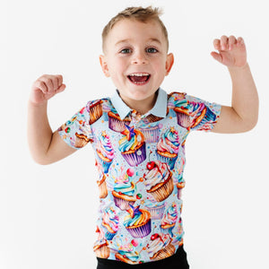 Baby Kids Bamboo Pajamas — Frosting Filled Wishes Bamboo Polo — Image 1