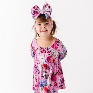 Baby Kids Bamboo Pajamas — Make My Heart Flutter Biggie Bow — Image 1