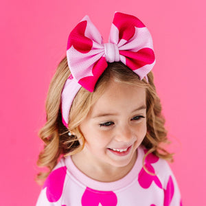 Baby Kids Bamboo Pajamas — Perfectly Pink Biggie Bow — Image 1