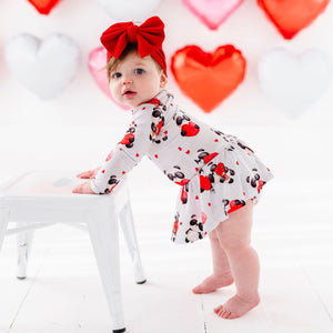 Baby Kids Bamboo Pajamas — Panda Love Ruffle Dress — Image 1