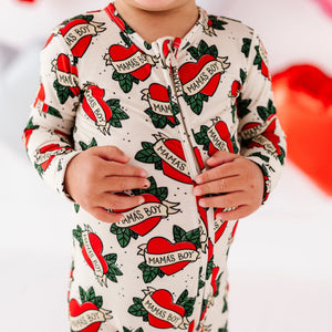 Baby Kids Bamboo Pajamas — Mama's Boy Romper — Image 1
