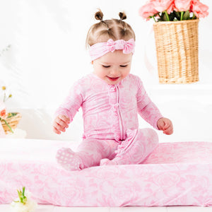 Baby Kids Bamboo Pajamas — Whispering Roses Changing Pad Cover — Image 1