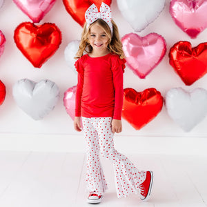 Baby Kids Bamboo Pajamas — Heart to Resist Top & Bell Bottoms Set — Image 1