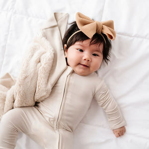 Baby Kids Bamboo Pajamas ā Cream Puff Luxe Minky Blanket ā Image 1