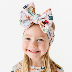 Baby Kids Bamboo Pajamas — On a Seafood Diet Biggie Bow — Image 1