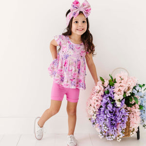 Baby Kids Bamboo Pajamas — Blush in Bloom Peplum Two-Piece Set — Image 1