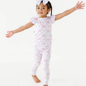 Baby Kids Bamboo Pajamas — Take A Bow Cap Sleeve Two-Piece Pajama Set — Image 1