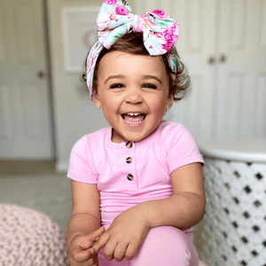 Baby Kids Bamboo Pajamas — Bubblegum Two-Piece Button Set - Short Sleeves — Image 1