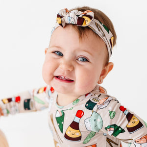Baby Kids Bamboo Pajamas — On a Seafood Diet Headwrap — Image 1