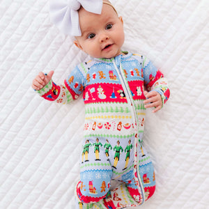 Baby Kids Bamboo Pajamas — Buddy The Elf™ Fair Isle Winter Wonderland Convertible Romper — Image 1
