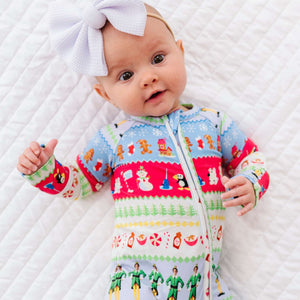 Baby Kids Bamboo Pajamas — Buddy The Elf™ Fair Isle Winter Wonderland Convertible Romper — Image 1