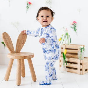 Baby Kids Bamboo Pajamas — Hoppy to See You Footie — Image 1