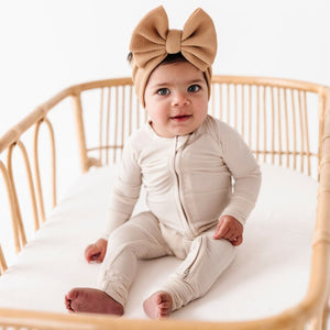 Baby Kids Bamboo Pajamas — Cream Puff Convertible Romper — Image 1