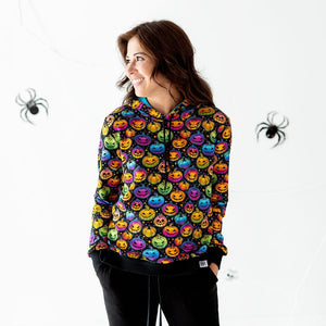 Baby Kids Bamboo Pajamas — Glow Hard or Glow Home Women's Hooded Sweatshirt — Image 1