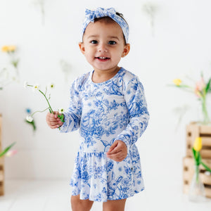 Baby Kids Bamboo Pajamas — Hoppy You're Hare Ruffle Dress — Image 1