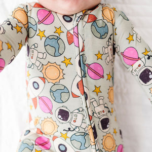 Baby Kids Bamboo Pajamas — No Space to Go Footie — Image 1