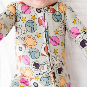 Baby Kids Bamboo Pajamas — No Space to Go Footie — Image 1