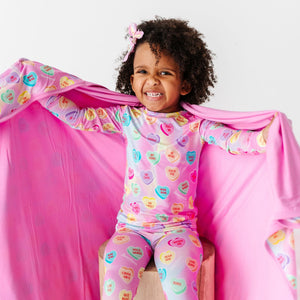Baby Kids Bamboo Pajamas — Sweethearts® Pink Pastel Hearts Bum Bum Blanket — Image 1