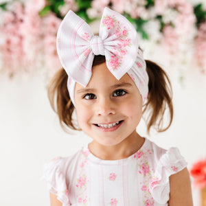 Baby Kids Bamboo Pajamas — Enchanted Floral Lane Biggie Bow — Image 1
