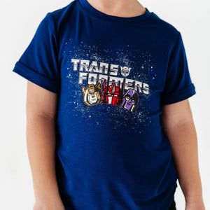 Baby Kids Bamboo Pajamas — Navy Cosmic T-Shirt Transformers™ — Image 1