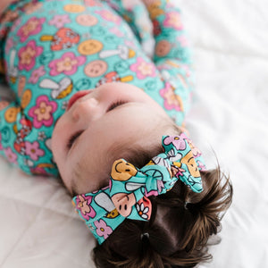 Baby Kids Bamboo Pajamas — Don't Worry Be Hippie Headwrap — Image 1