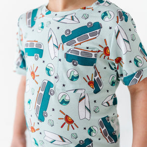 Baby Kids Bamboo Pajamas — Catch Me If You Van T-shirt — Image 1