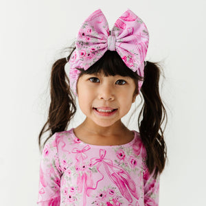 Baby Kids Bamboo Pajamas — Ballet Blooms Biggie Bow — Image 1